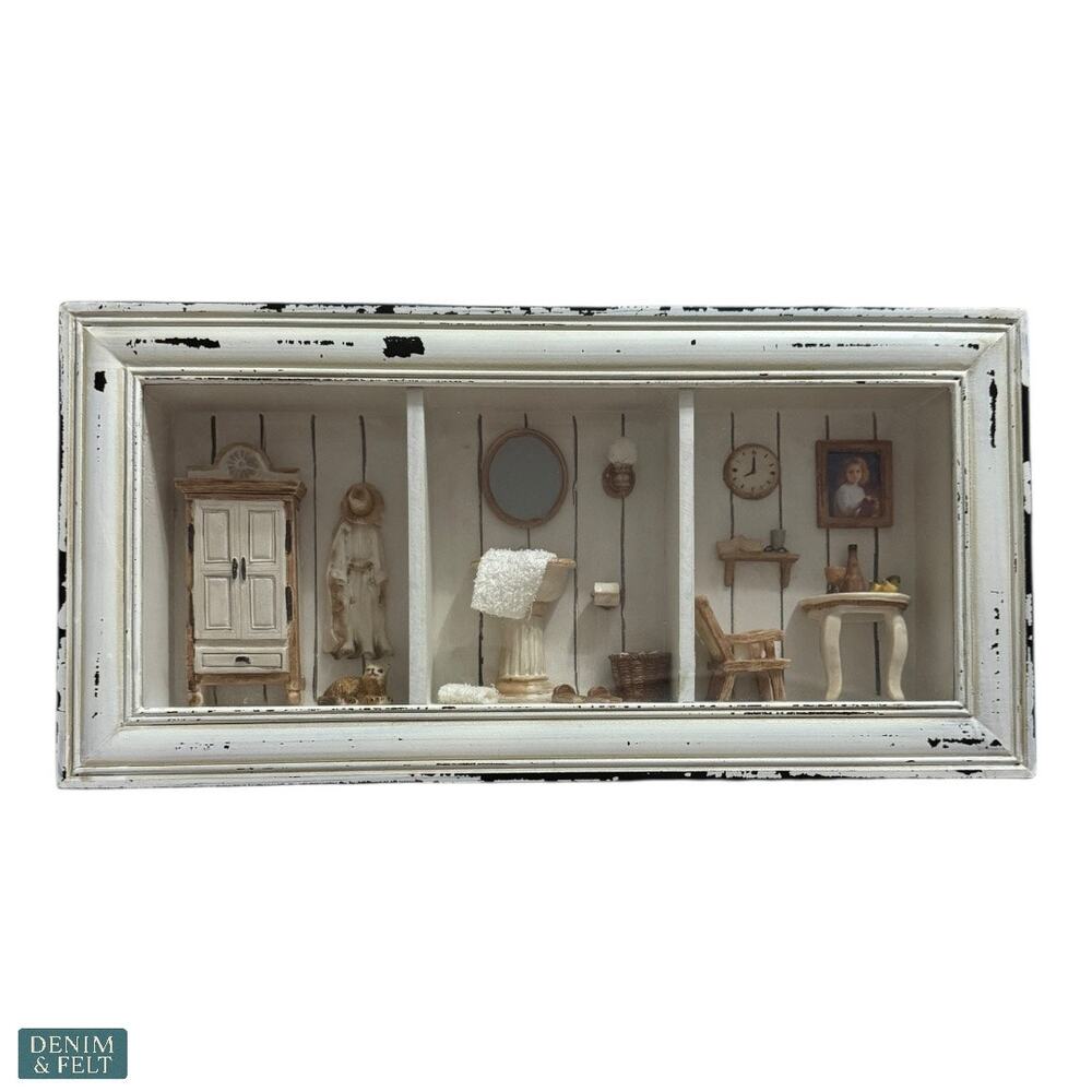 Delton Products Vintage Cottage Shadow Box Miniature Farmhouse Wall Decor